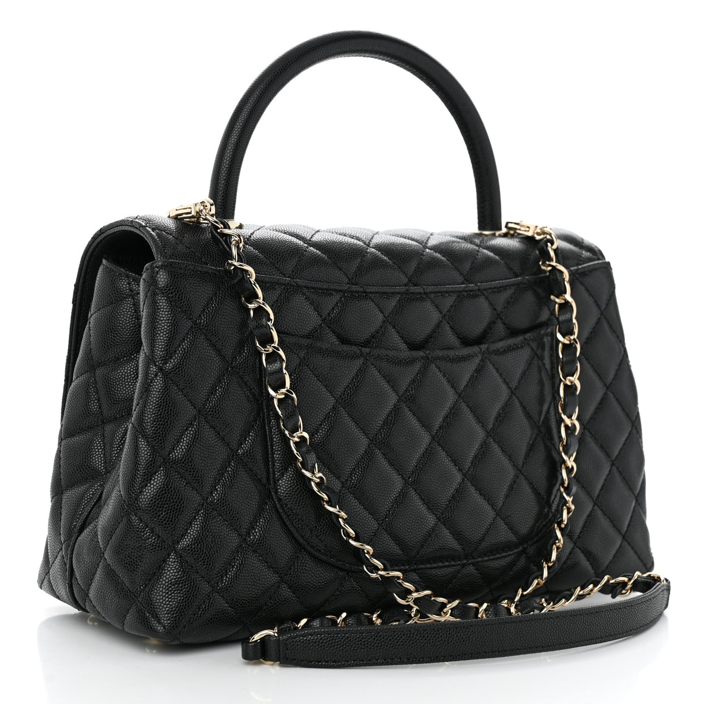 Caviar Quilted Small Coco Handle Flap Black