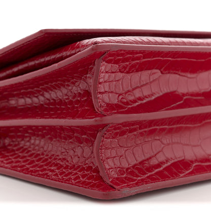 Saint Laurent Calfskin Crocodile Embossed Medium Monogram Sunset Sunset Rouge Eros 9 of 10