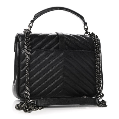 Saint Laurent Sheepskin Matelasse Chevron Monogram Medium College Bag Black 3 of 11