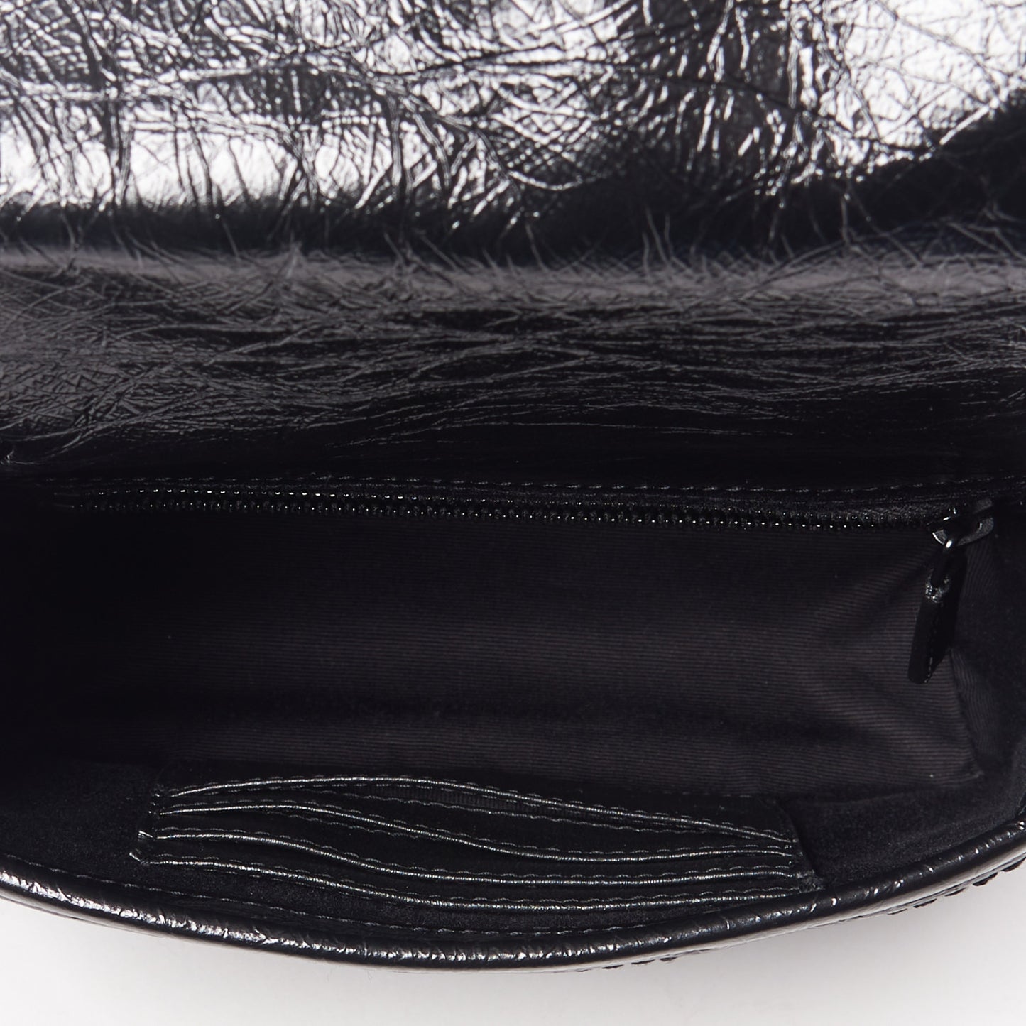 Crinkled Calfskin Matelasse Monogram Niki Chain Wallet Black