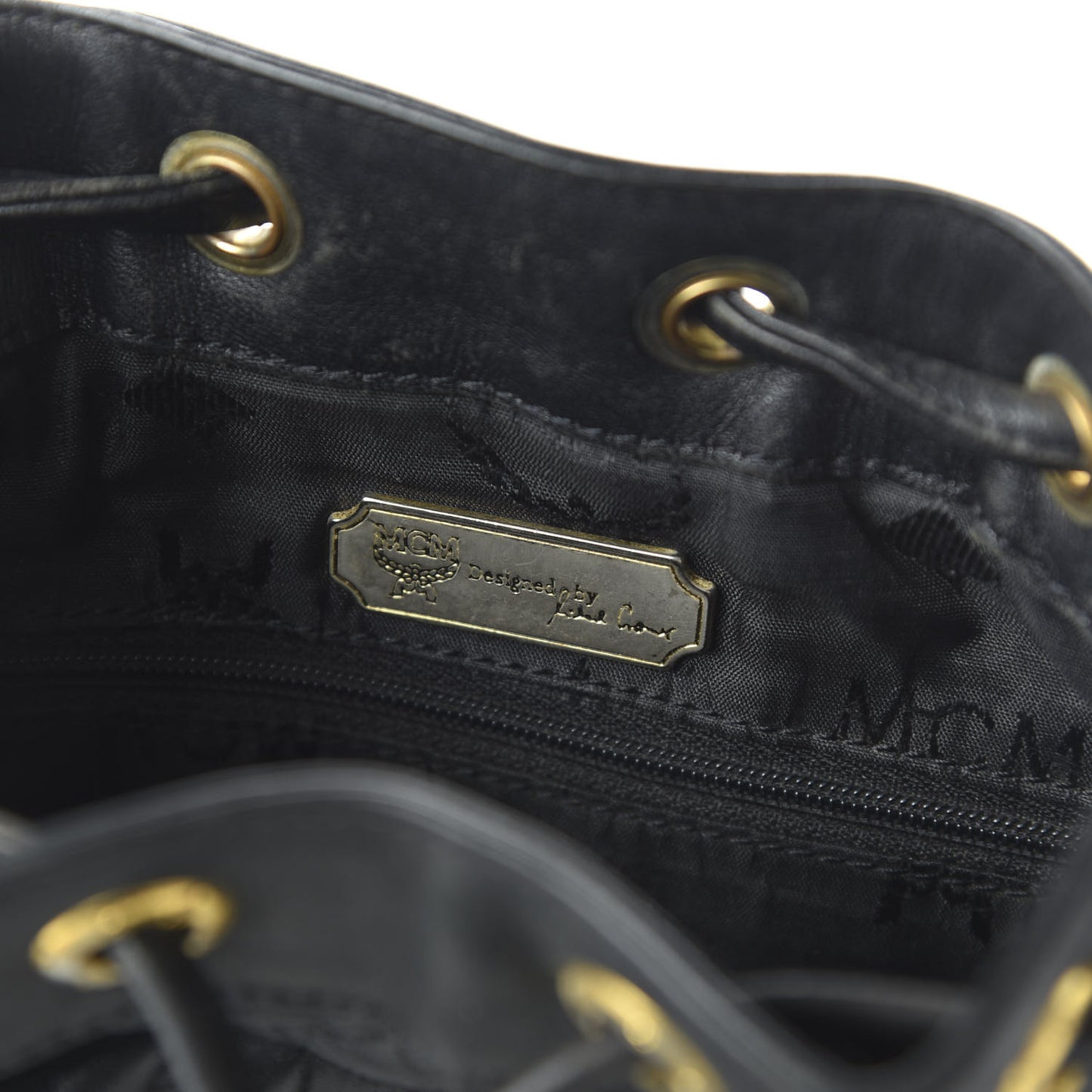 Calfskin Quilted Studded Bucket Bag Black