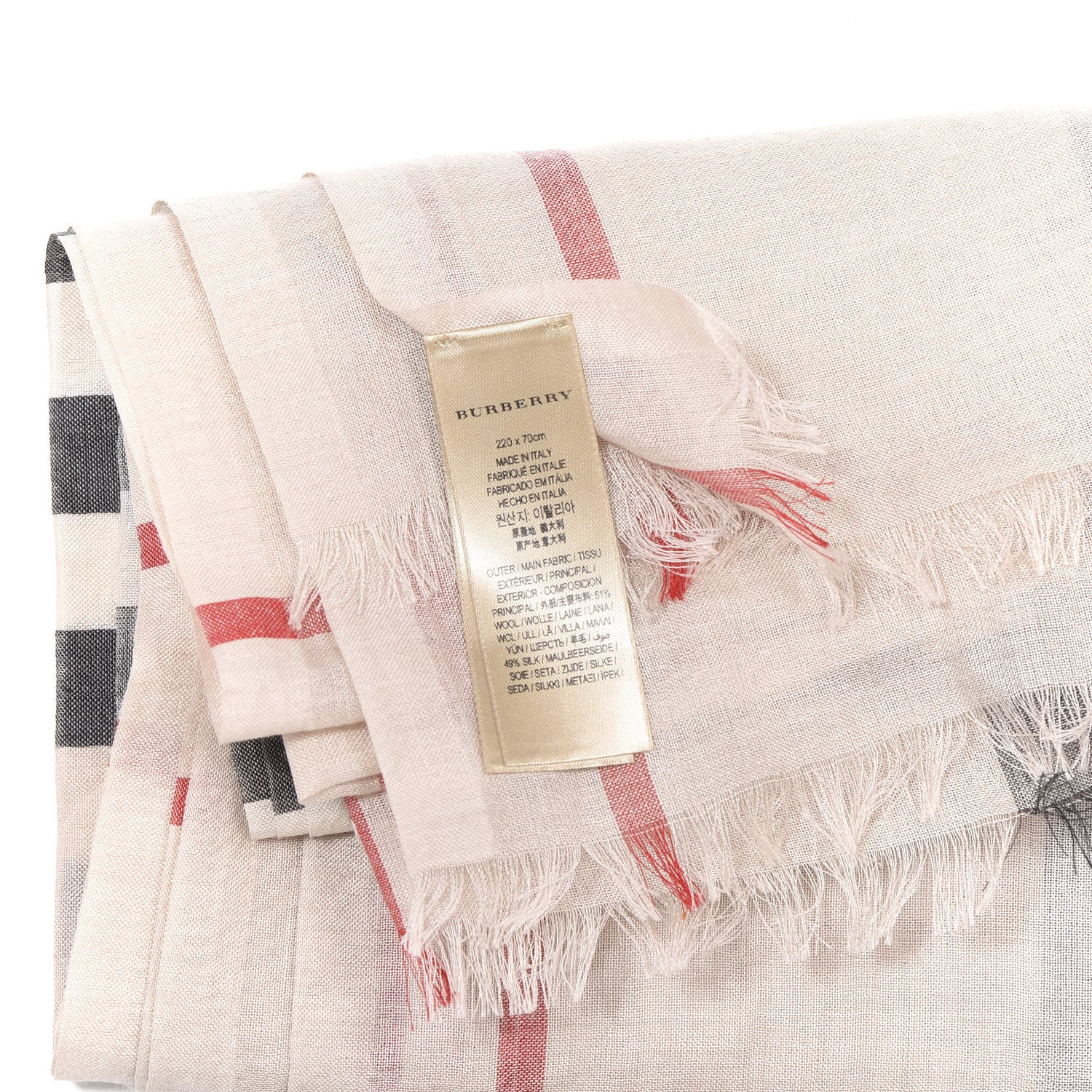 Burberry Wool Silk Gauze Giant Check Scarf Stone 4 of 4