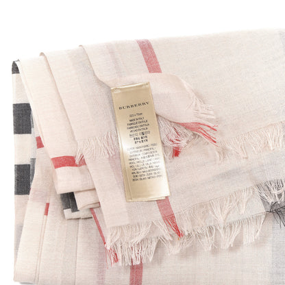 Burberry Wool Silk Gauze Giant Check Scarf Stone 4 of 4