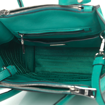 Prada Glace Calf Scamosciato Suede Mini Twin Pocket Tote Giada 5 of 10