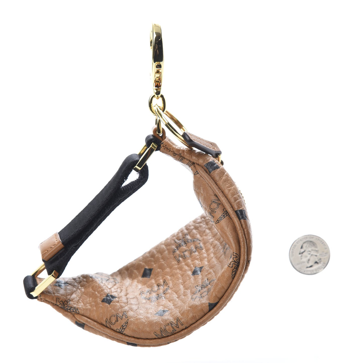Visetos Belt Bag Key Ring Bag Charm Cognac