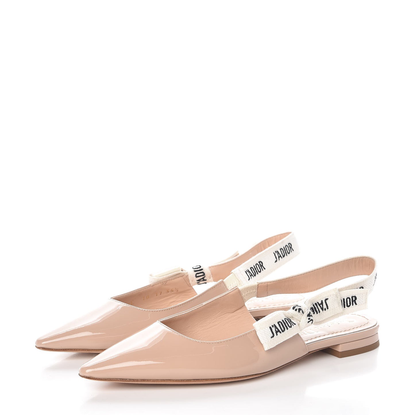 Patent Ribbon J'Adior Slingback Ballet Flats 35.5 Nude
