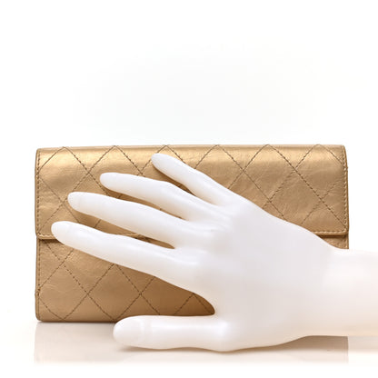 Chanel Metallic Calfskin Quilted Long Flap Wallet Gold 2 of 8