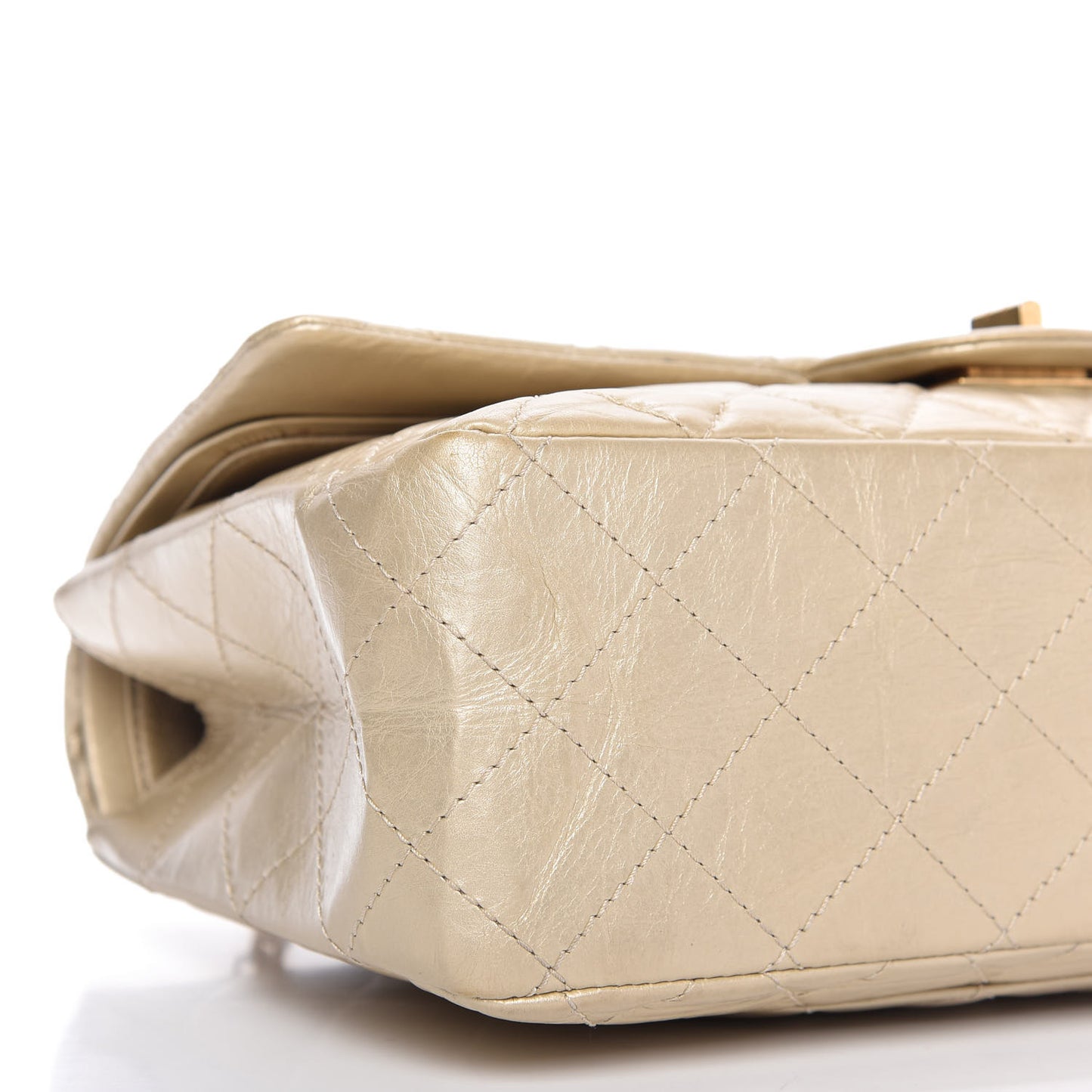 Metallic Aged Calfskin Quilted 2.55 Reissue Flap Light Gold