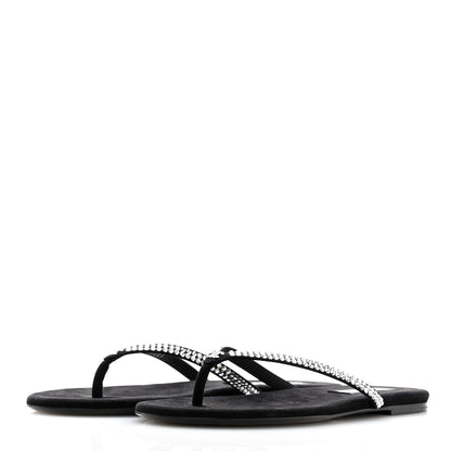 Chanel Suede Kidskin Strass CC Thong Sandals 39 Black 4 of 11