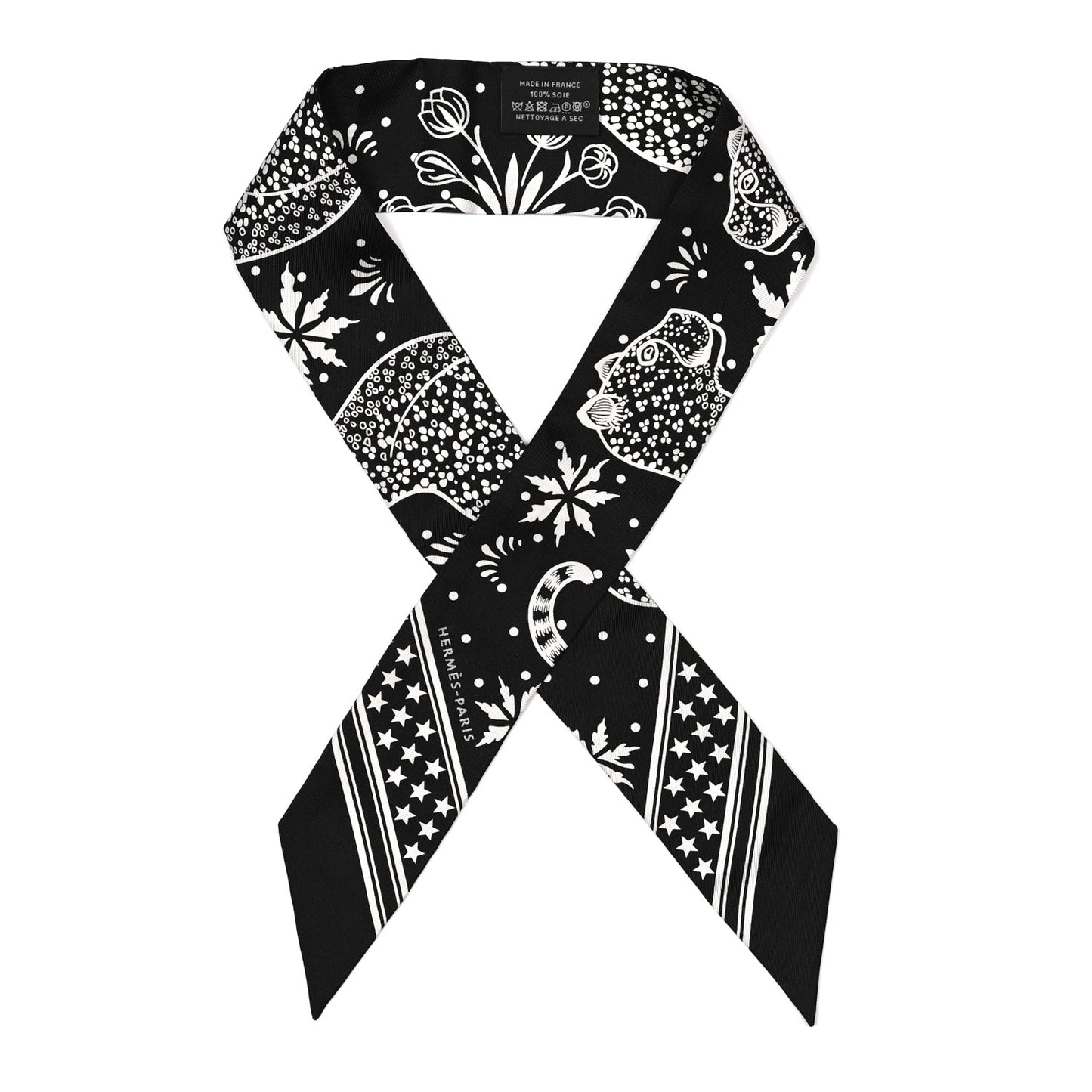 Silk Les Leopards Twilly Black White