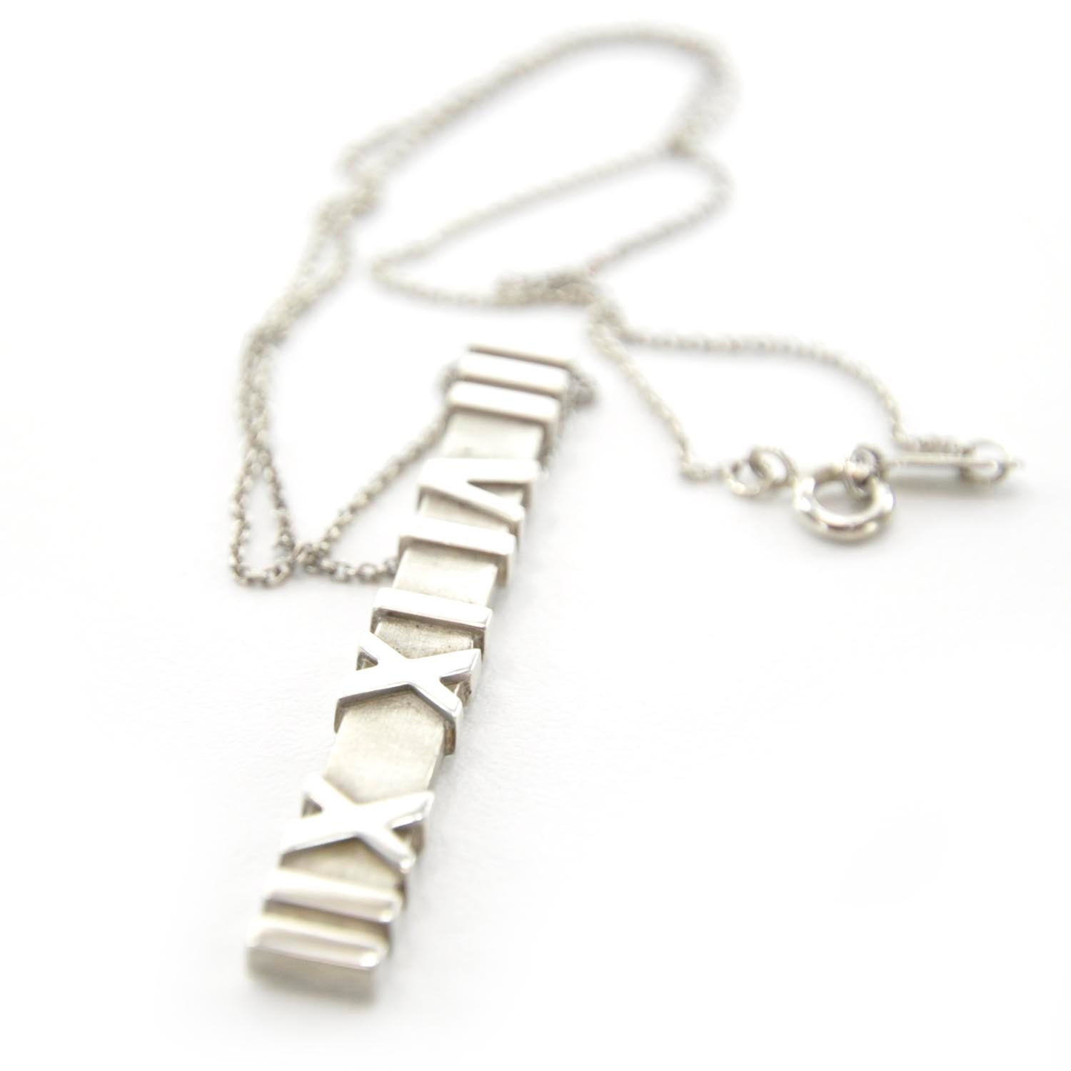Tiffany Sterling Silver Atlas Bar Pendant Necklace 1 of 4