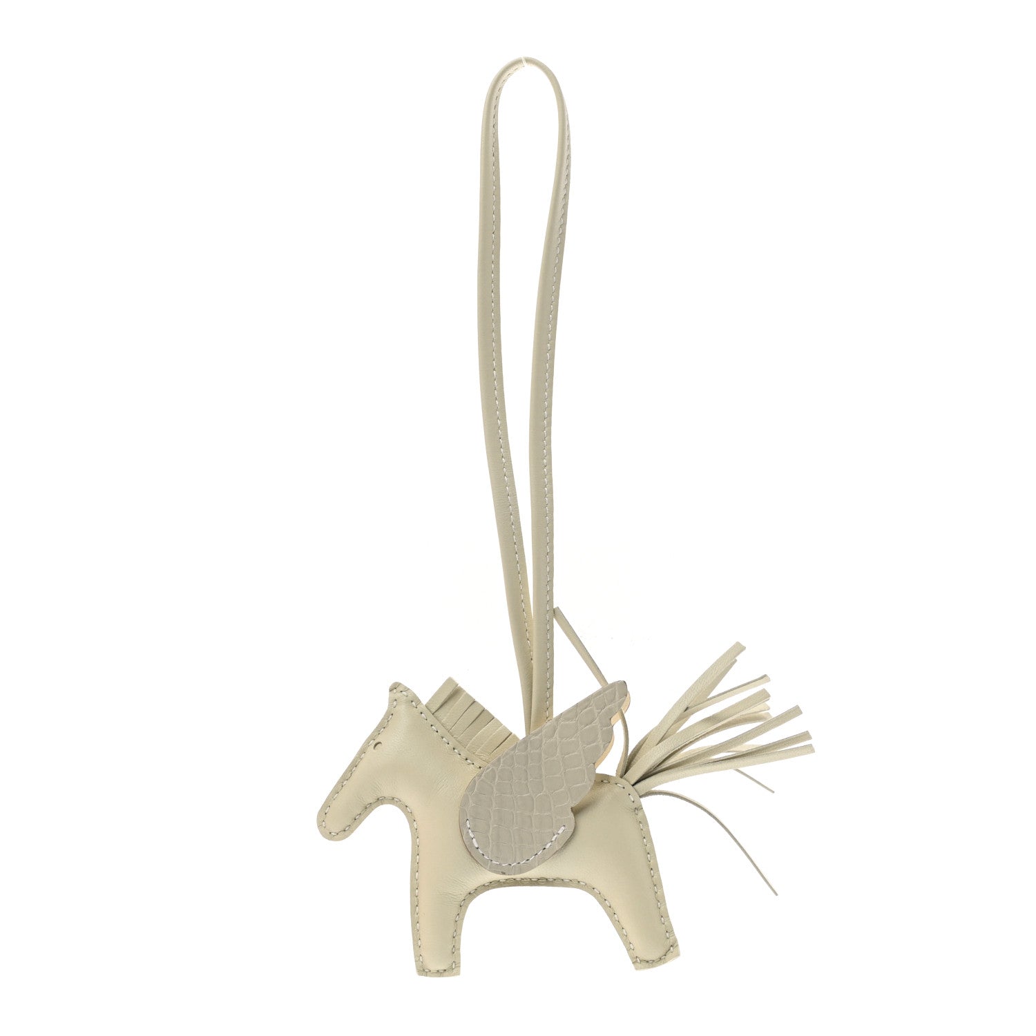 Hermes Milo Lambskin Matte Alligator Touch Grigri Rodeo Pegase Horse Bag Charm PM Craie Nata Beton 1 of 5