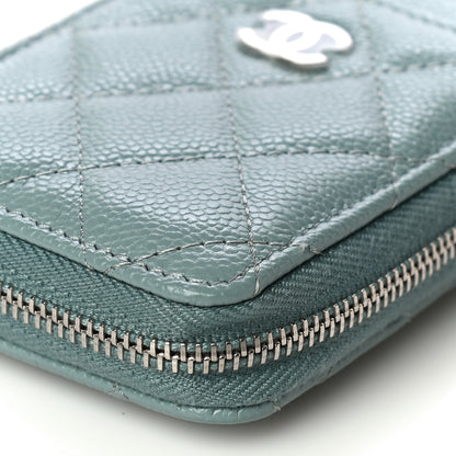 Chanel Caviar Quilted Zip Card Holder Light Blue 11 of 13