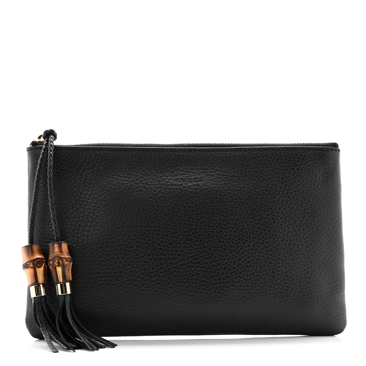 Gucci Calfskin Large Bamboo Clutch Black 1 of 7