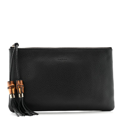Gucci Calfskin Large Bamboo Clutch Black 1 of 7