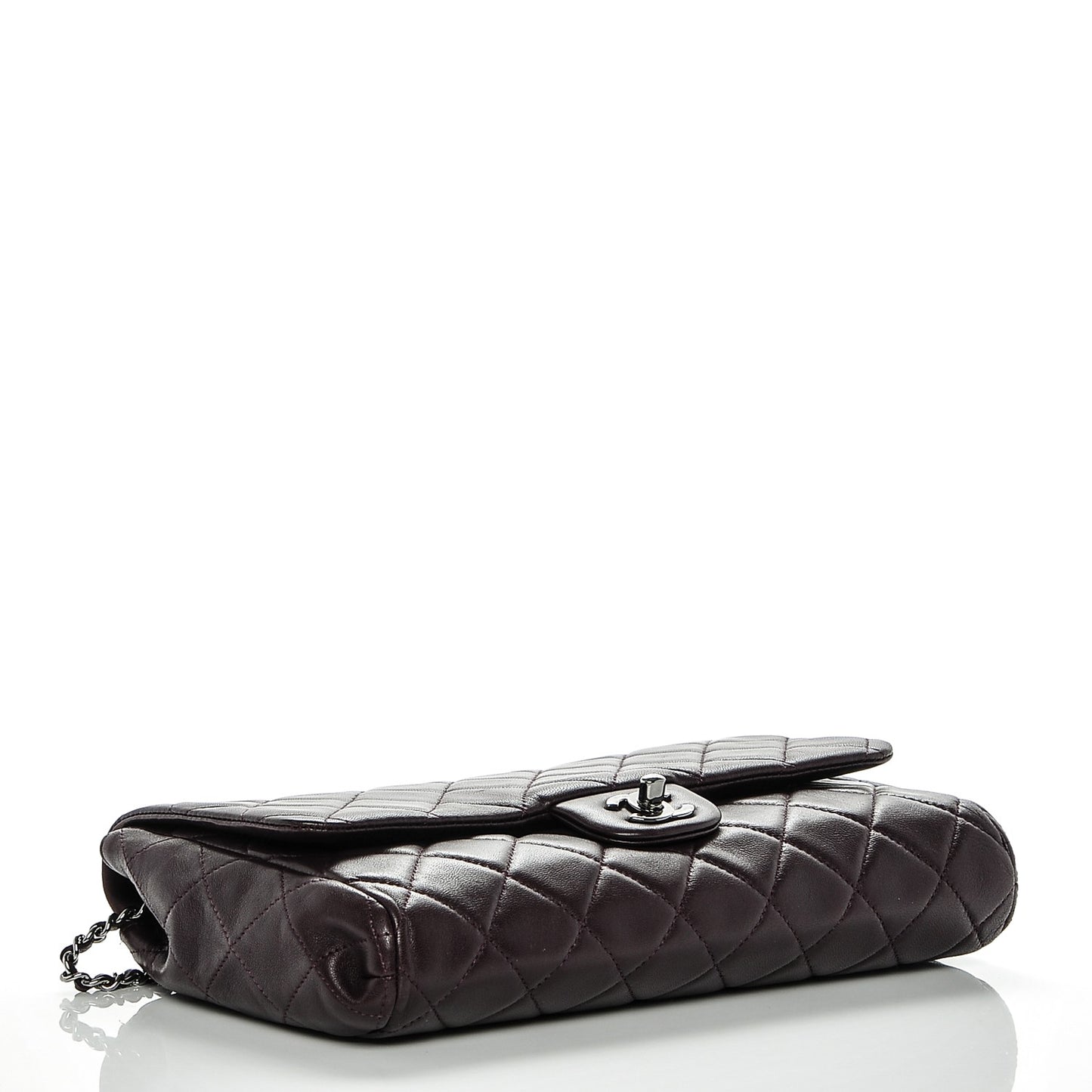 Lambskin Quilted Clutch With Chain Flap Purple