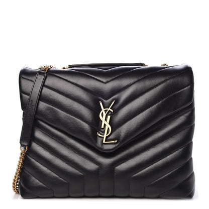 Saint Laurent Calfskin Y Quilted Monogram Medium Loulou Chain Satchel Black 1 of 10