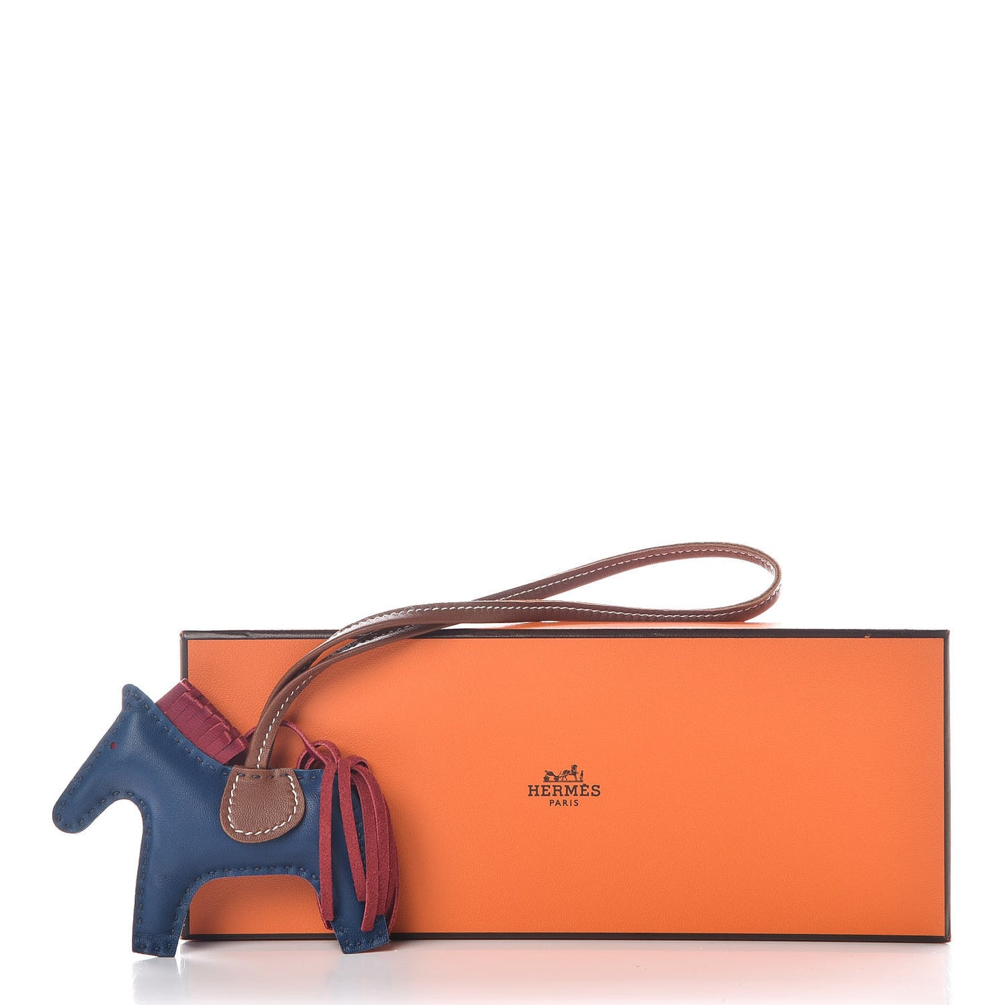Milo Lambskin Grigri Rodeo Horse Bag Charm PM Bleu de Malte Rubis Fauve