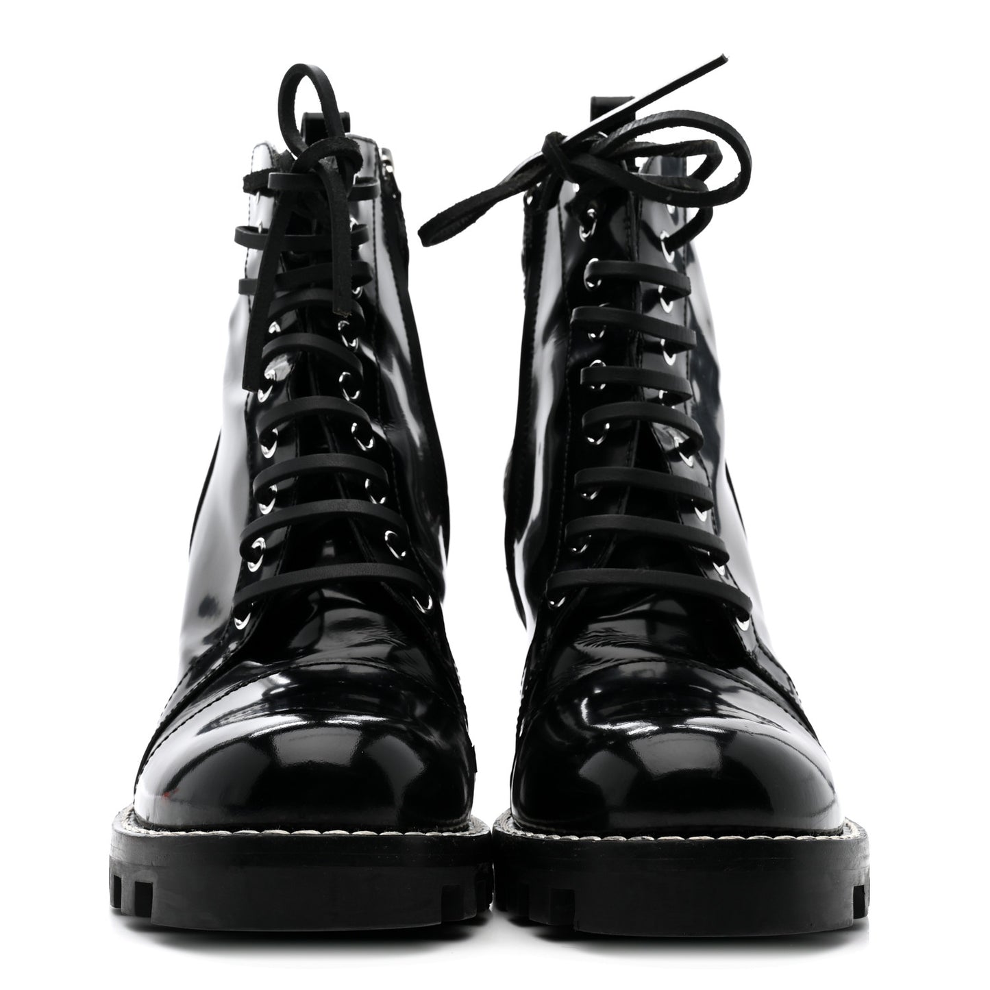 Glazed Calfskin Star Trail Ankle Boots 40 Black