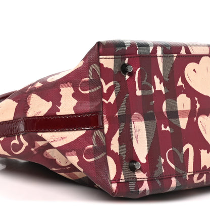 Burberry Nova Check Heart Print Tote Berry 9 of 11