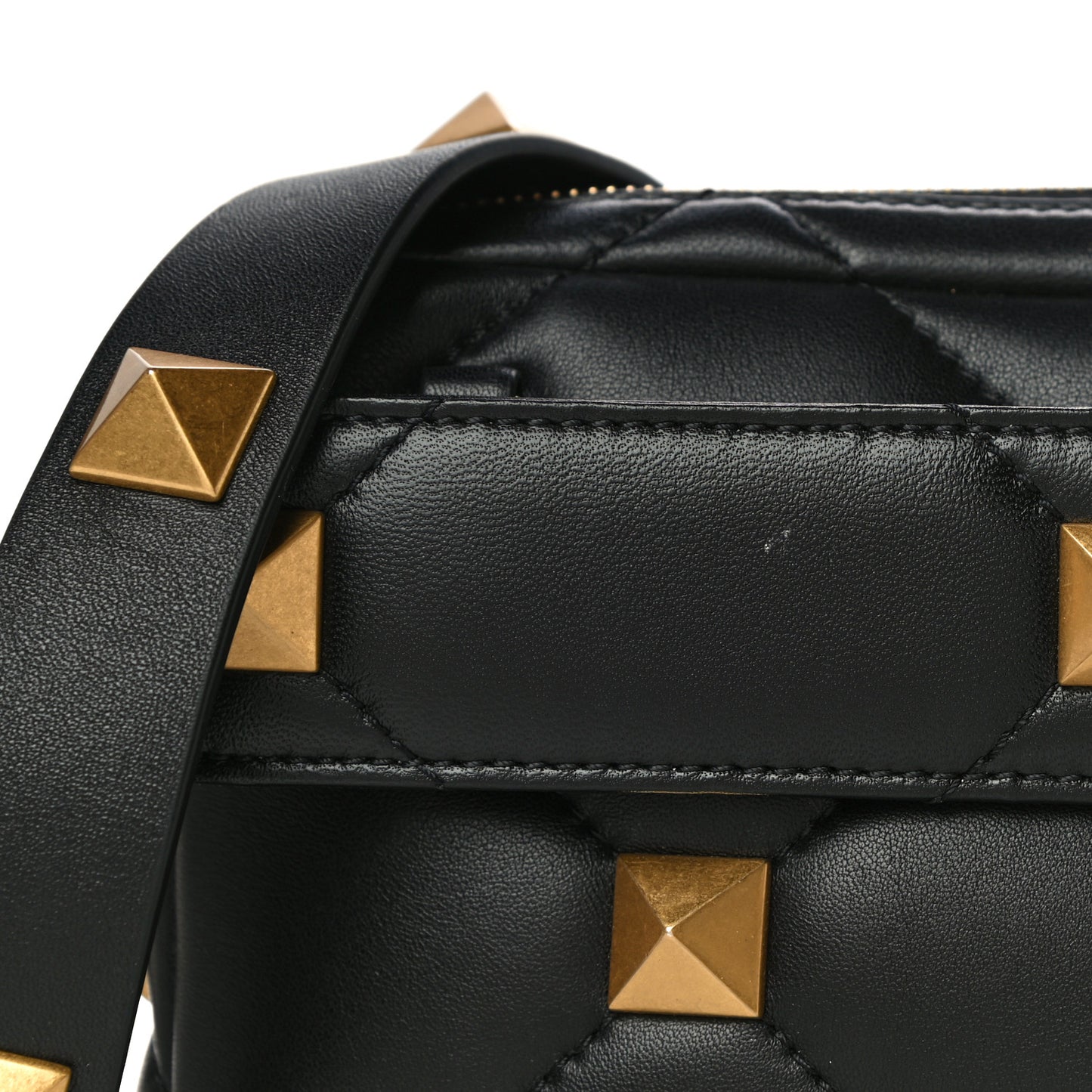 Nappa Roman Stud Crossbody Black