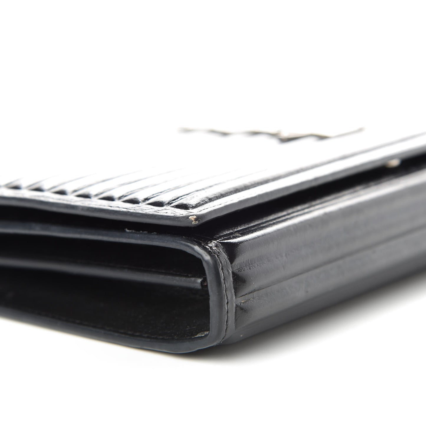 Ribbed Calfskin Opium Monogram Chain Wallet Black