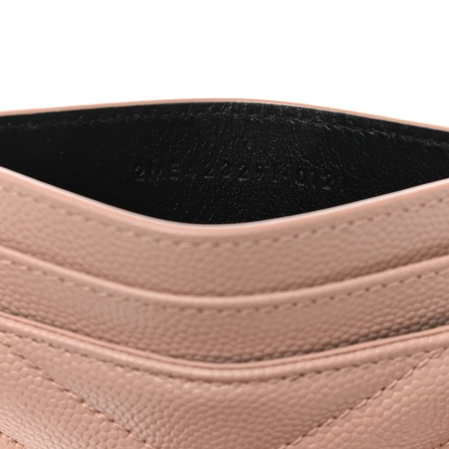 Grain De Poudre Matelasse Chevron Monogram Credit Card Case Pale Pink