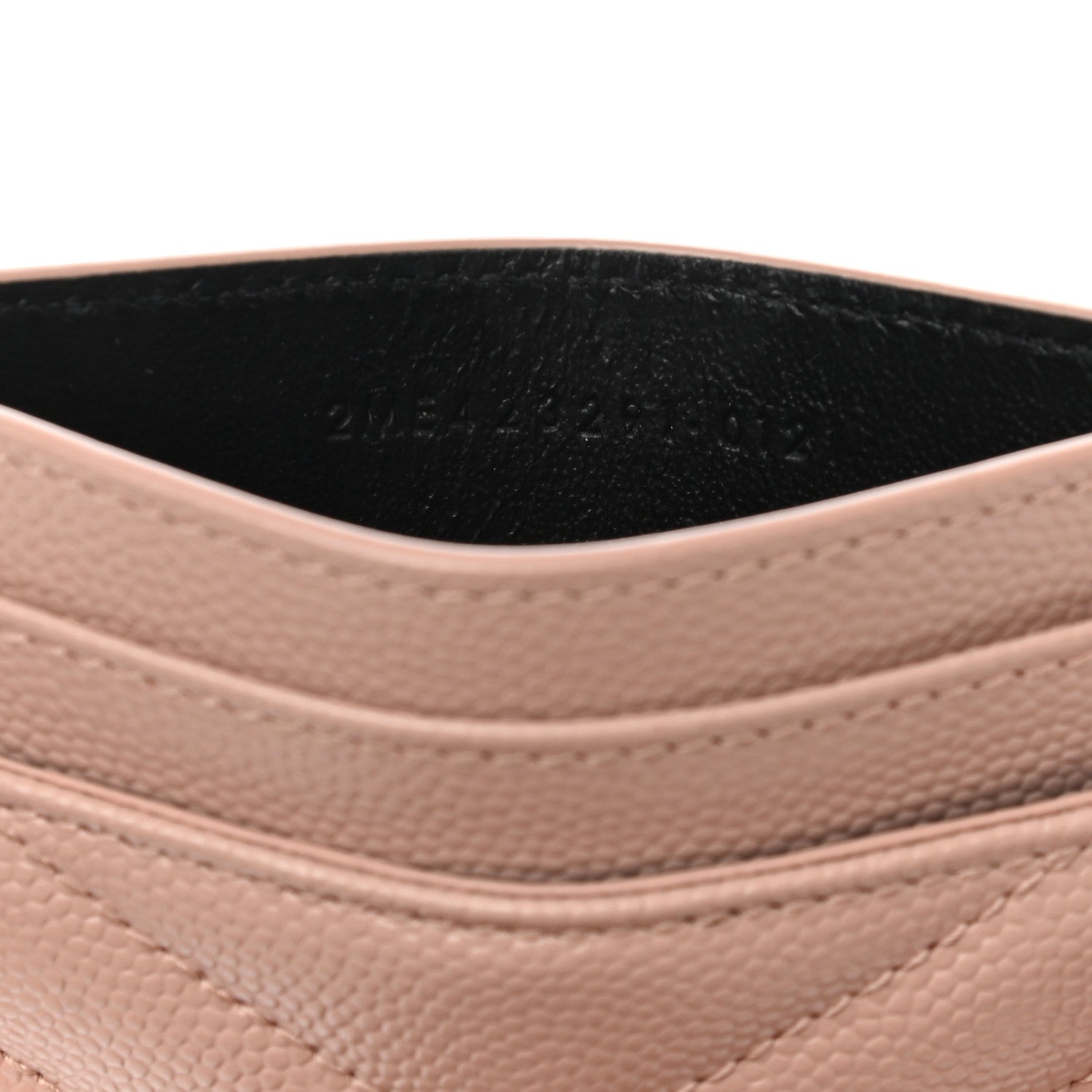 Saint Laurent Grain De Poudre Matelasse Chevron Monogram Credit Card Case Pale Pink 7 of 8