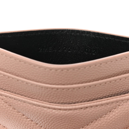 Saint Laurent Grain De Poudre Matelasse Chevron Monogram Credit Card Case Pale Pink 7 of 8