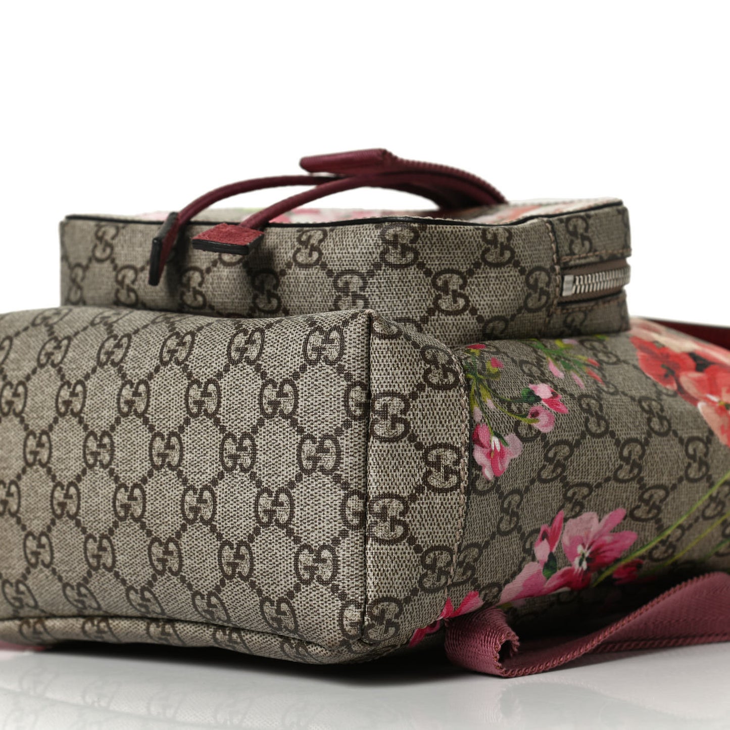 GG Supreme Monogram Blooms Small Single Buckle Backpack Beige Multicolor Dry Rose