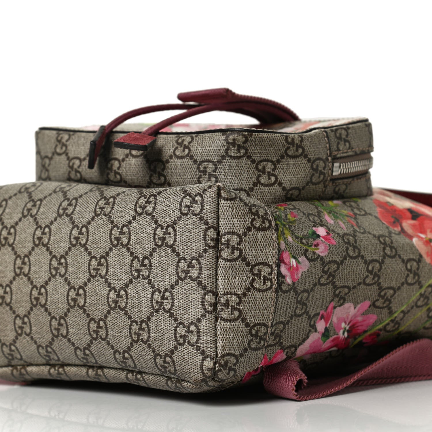 Gucci GG Supreme Monogram Blooms Small Single Buckle Backpack Beige Multicolor Dry Rose 10 of 12