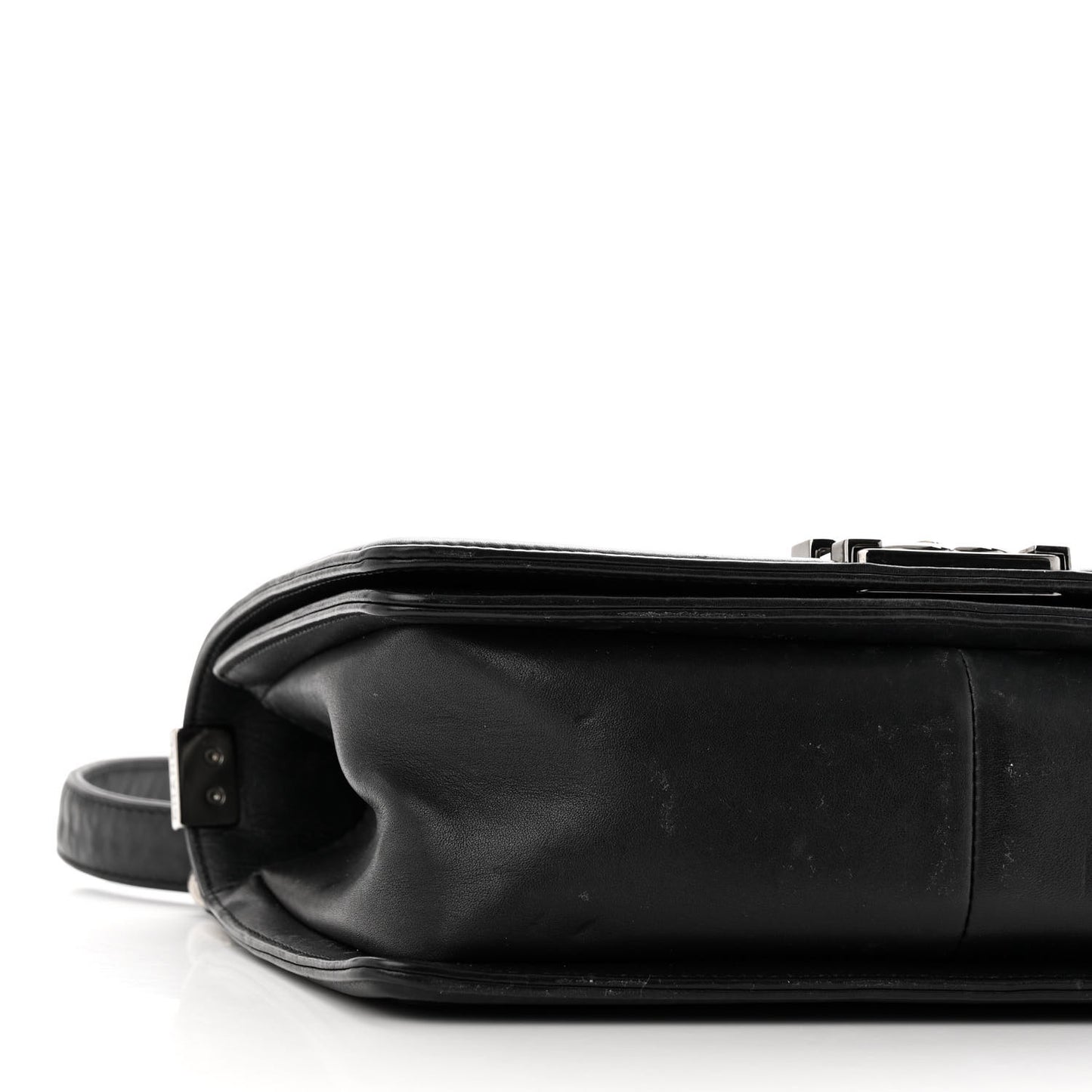 Calfskin Chevron Quilted Medium Chain Boy Flap Black