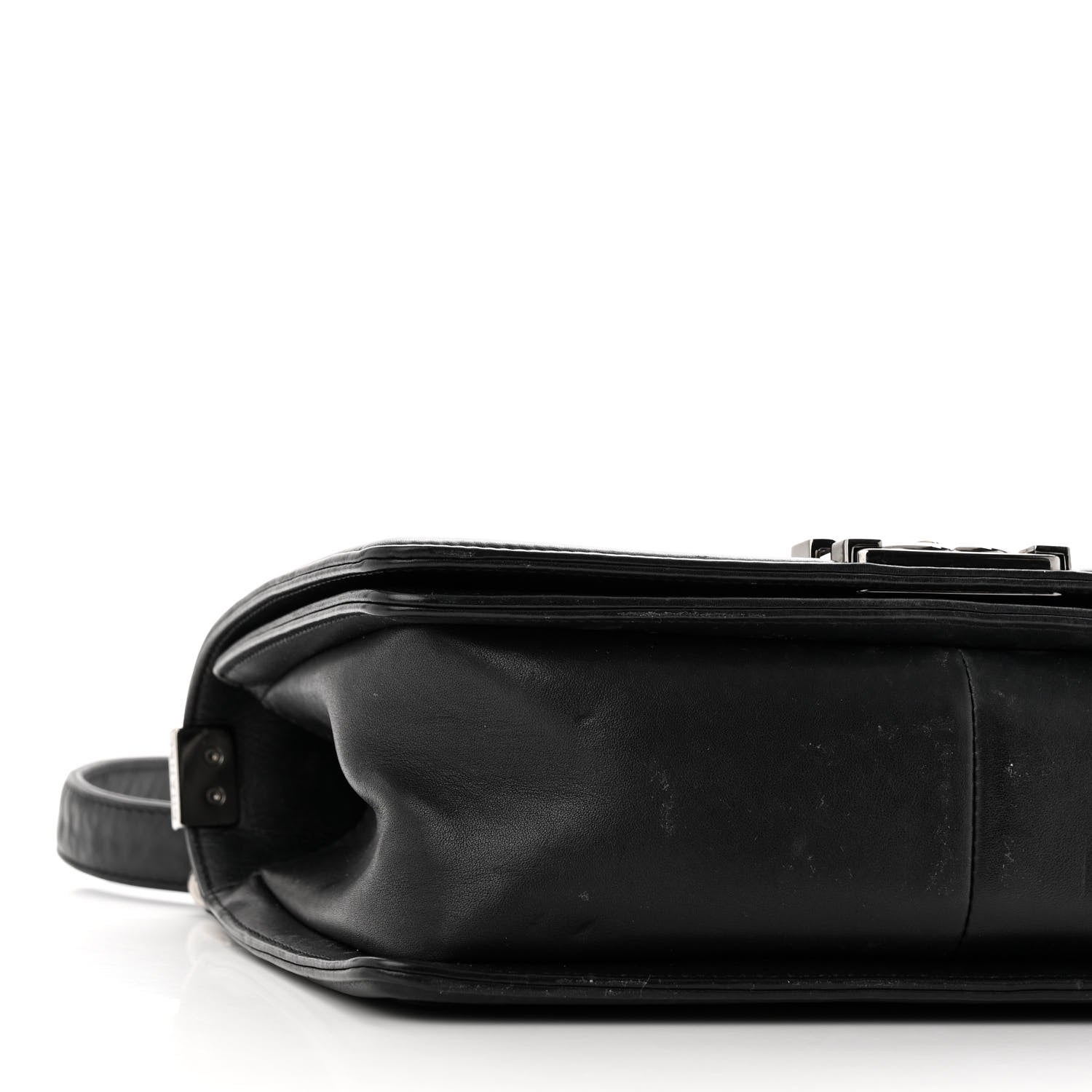 Chanel Calfskin Chevron Quilted Medium Chain Boy Flap Black 9 of 13