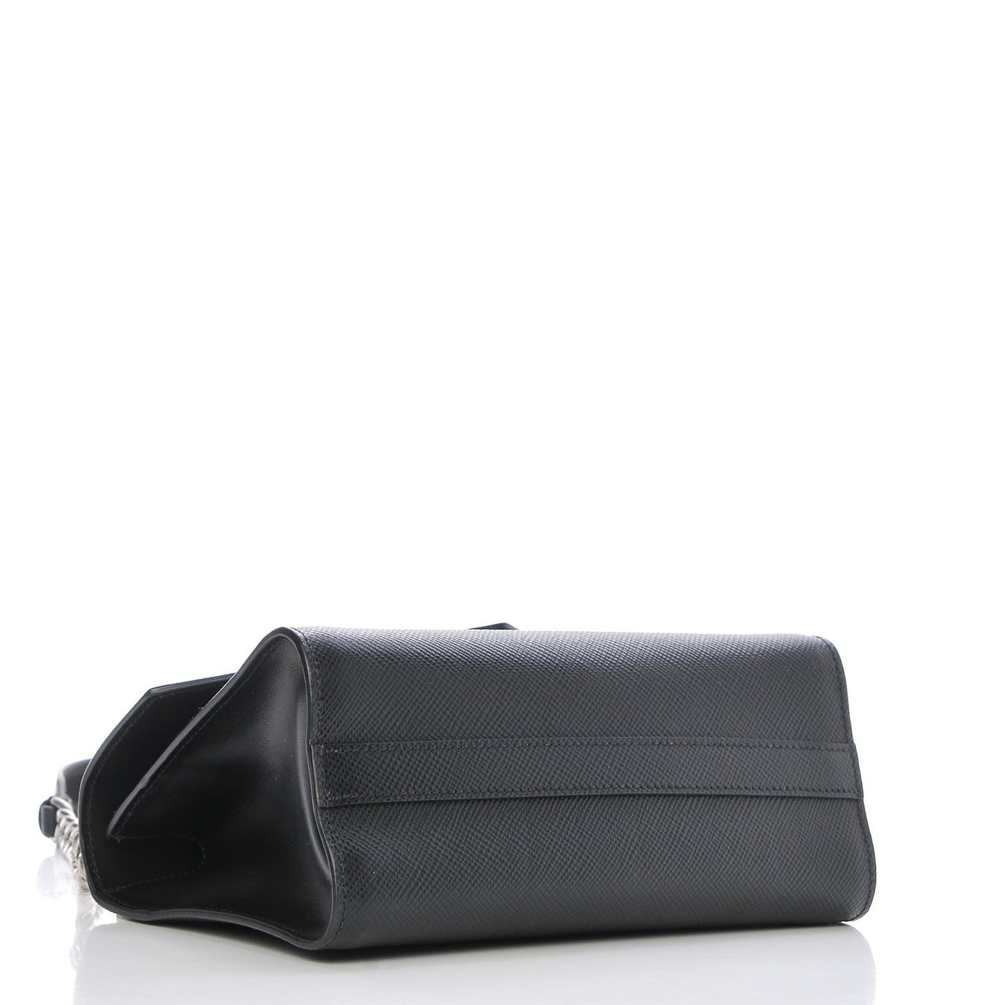 Saffiano Cuir Calfskin Monochrome Envelope Flap Chain Shoulder Bag Black