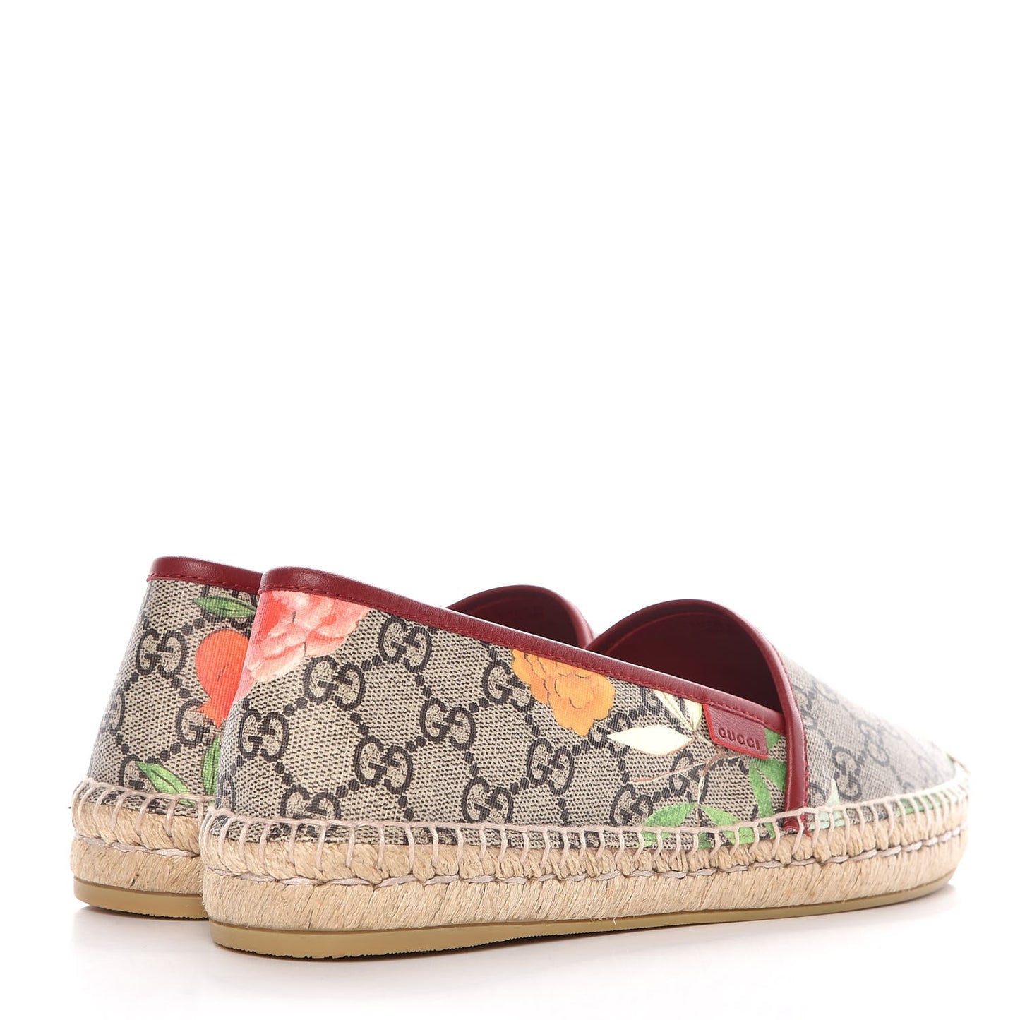 GG Supreme Monogram Tian Womens Espadrilles 41 Beige Multicolor Red
