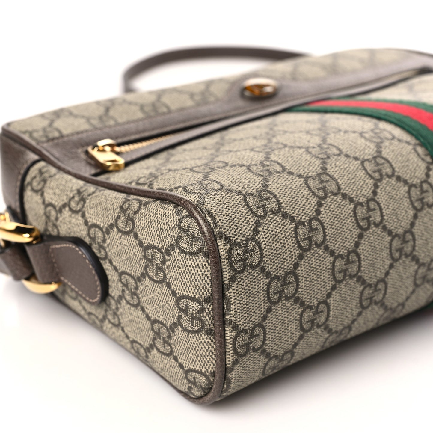 GG Supreme Monogram Web Small Ophidia Shoulder Bag Brown