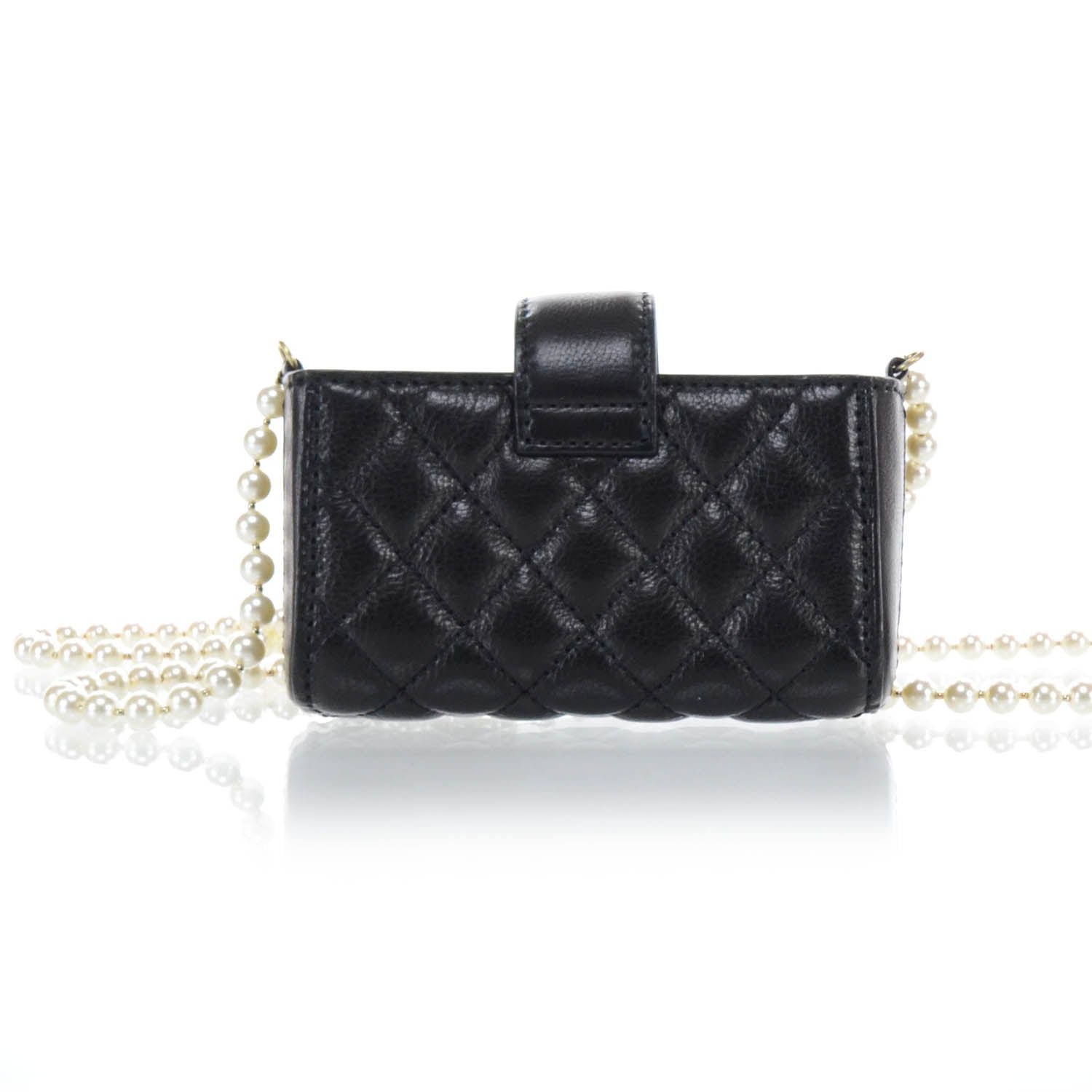 Chanel Lambskin Quilted Pearl Chain Love Symbols Mini Bag Black 3 of 13