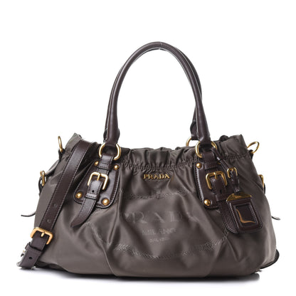 Prada Tessuto Nylon Jacquard Logo Tote Fumo 1 of 10