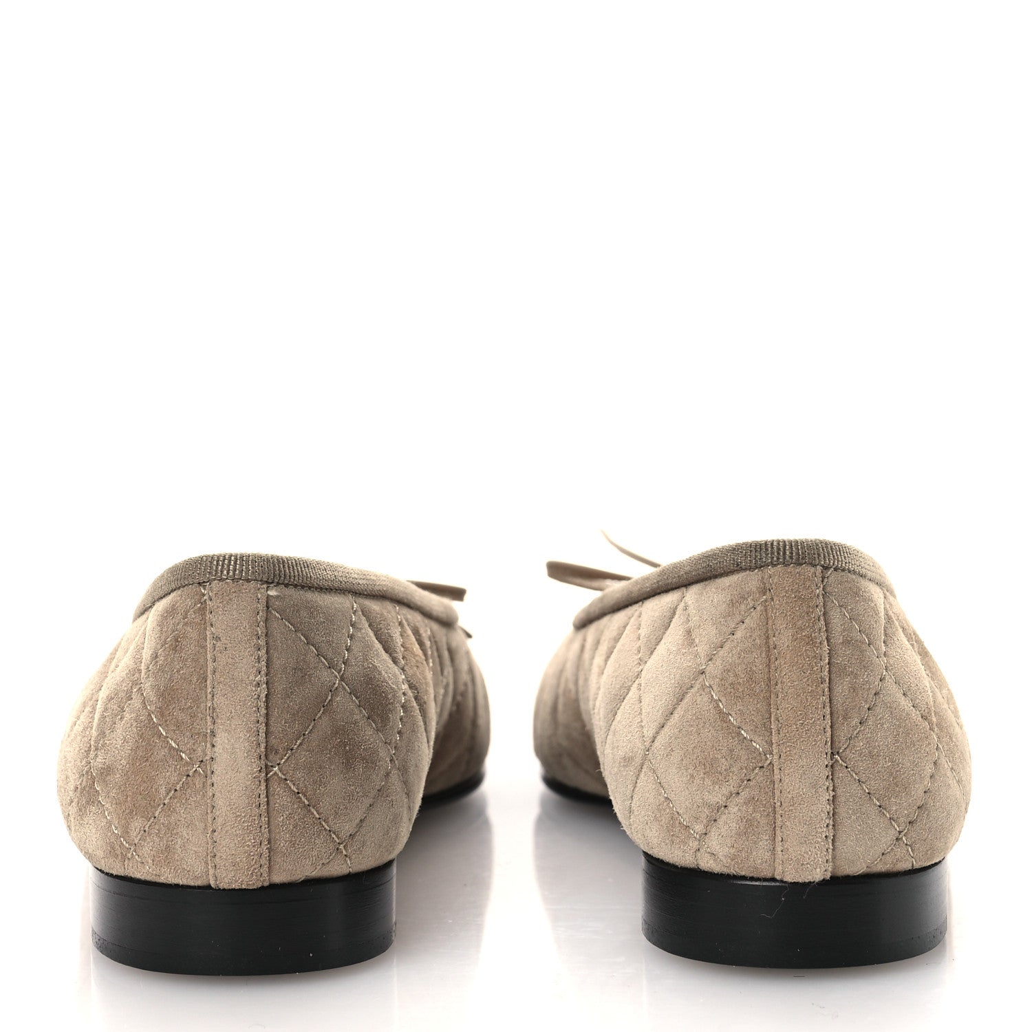 Chanel Suede Calfskin Quilted Cap Toe CC Ballerina Flats 36.5 Dark Beige 6 of 12