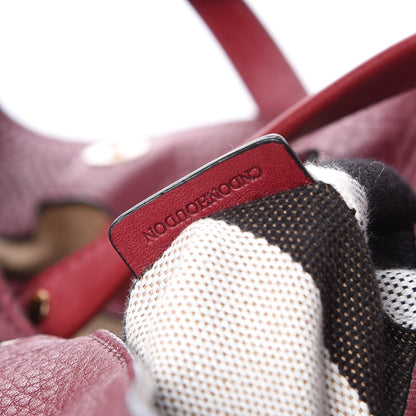 Burberry Grainy Calfskin House Check Small Maidstone Burgundy Red 9 of 11