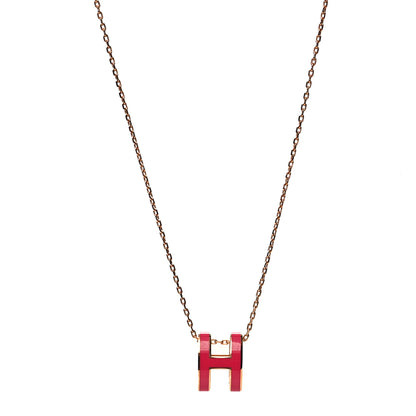 Hermes Lacquered Rose Gold Pop H Pendant Necklace Rose Extreme 1 of 5