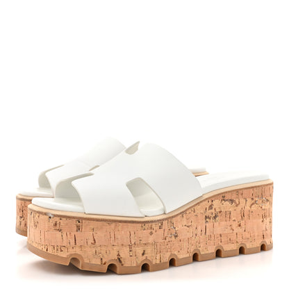 Hermes Calfskin Cork Eze 30 Sandals 36 White 3 of 12