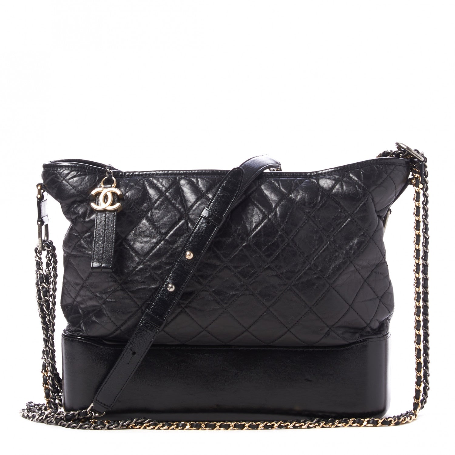 Chanel Aged Calfskin Quilted Large Gabrielle Hobo Black 1 of 9