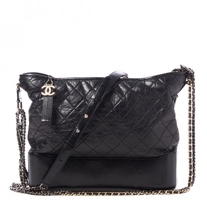 Chanel Aged Calfskin Quilted Large Gabrielle Hobo Black 1 of 9