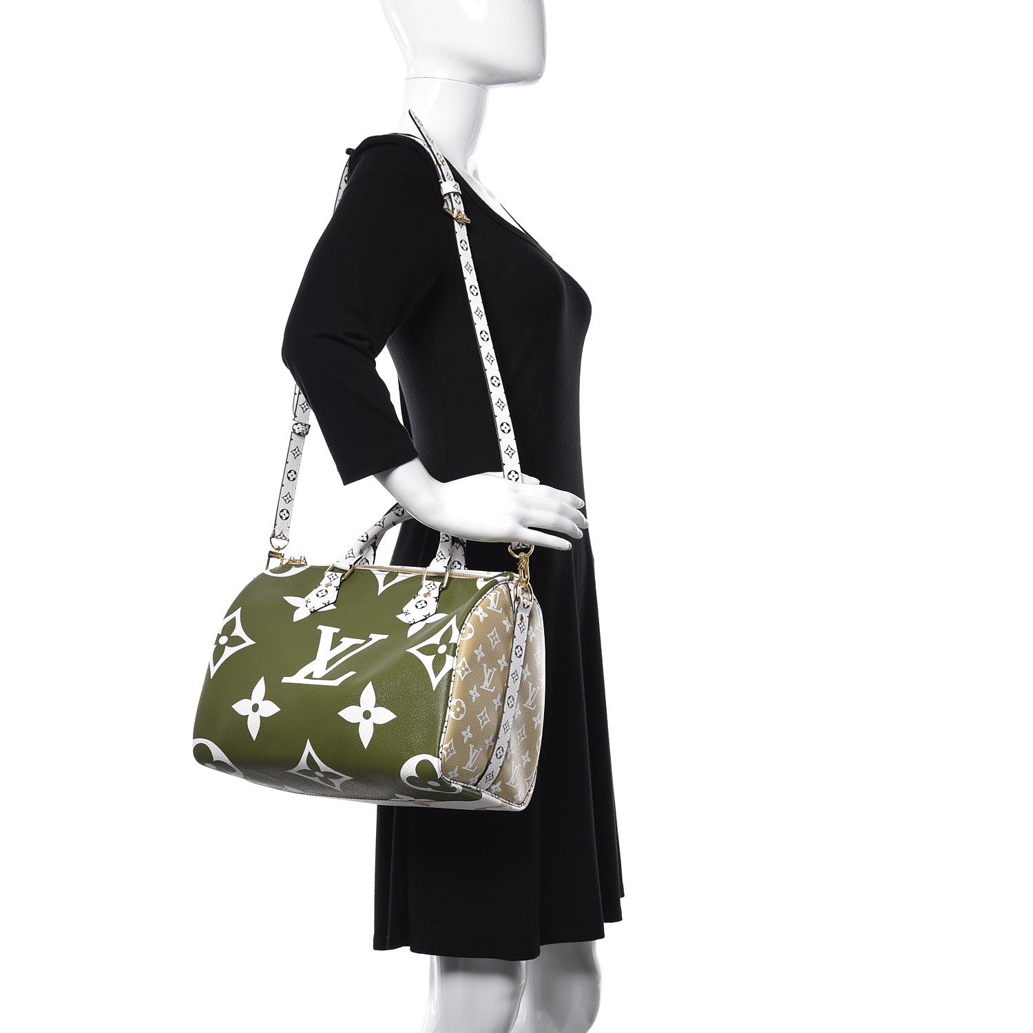 Louis Vuitton Monogram Giant Speedy Bandouliere 30 Kaki Beige 5 of 11