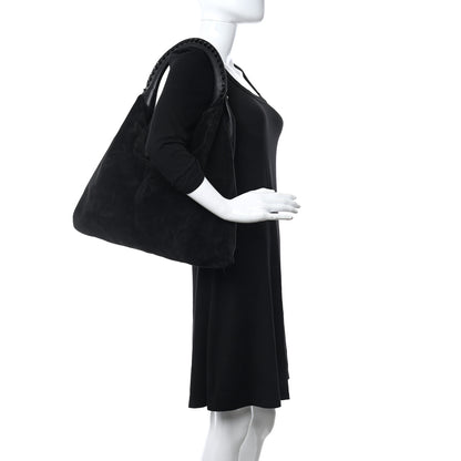 Valentino Garavani Calfskin Suede Rockstud Hobo Black 2 of 9