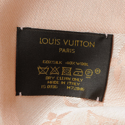 Louis Vuitton Silk Wool Monogram Denim Shawl Pink 4 of 4