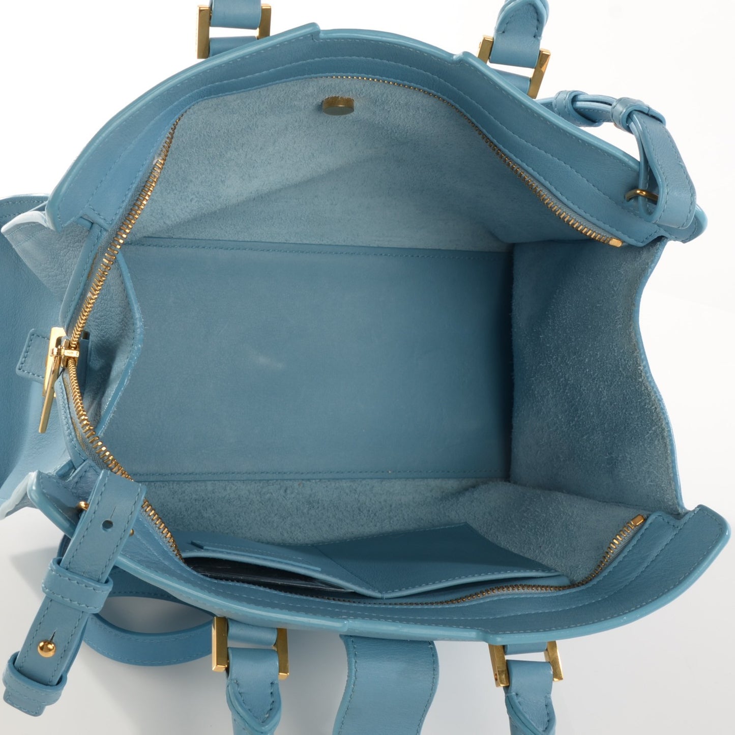 Calfskin Small Classic Y Cabas Blue Glacier