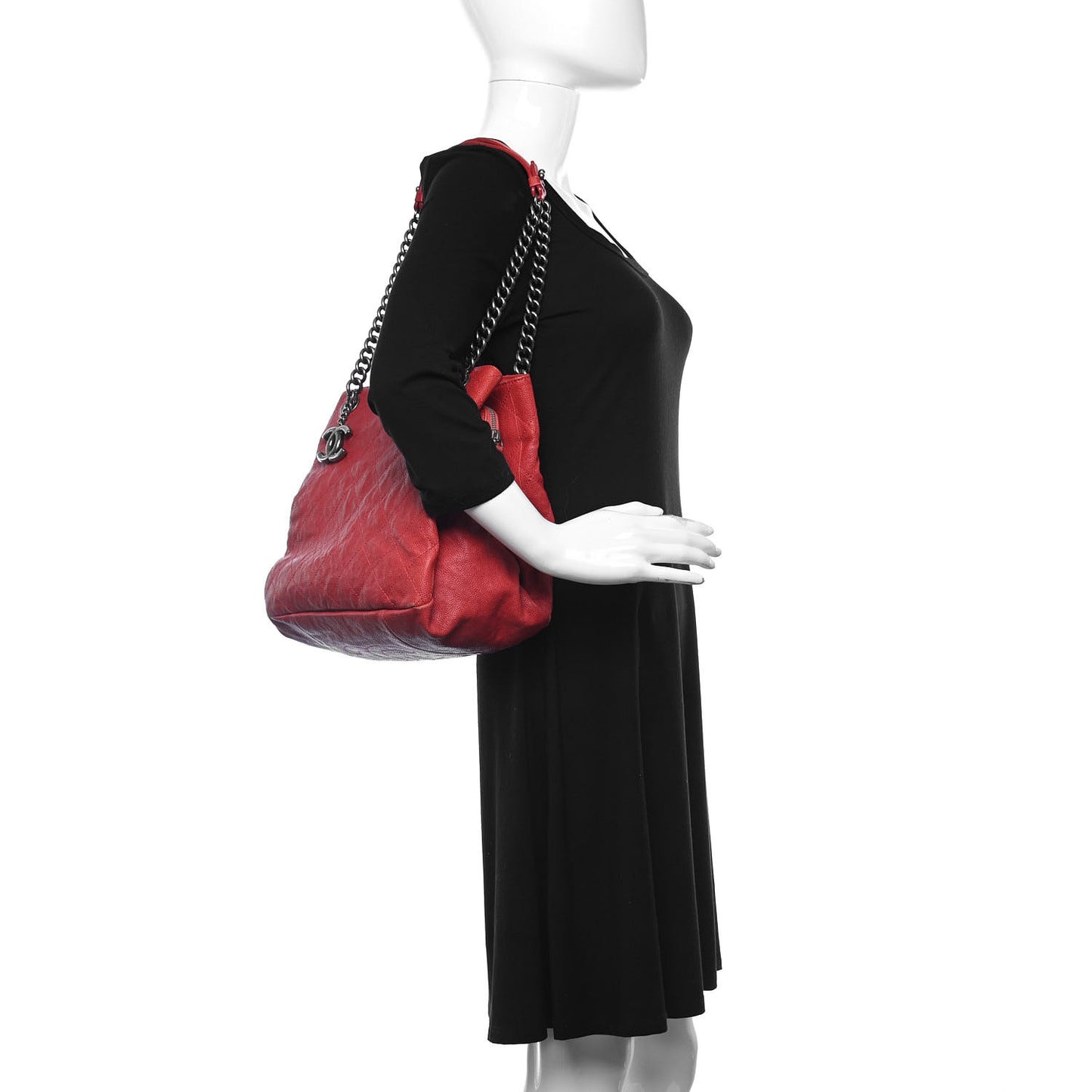 Caviar Quilted Simply CC Tote Red