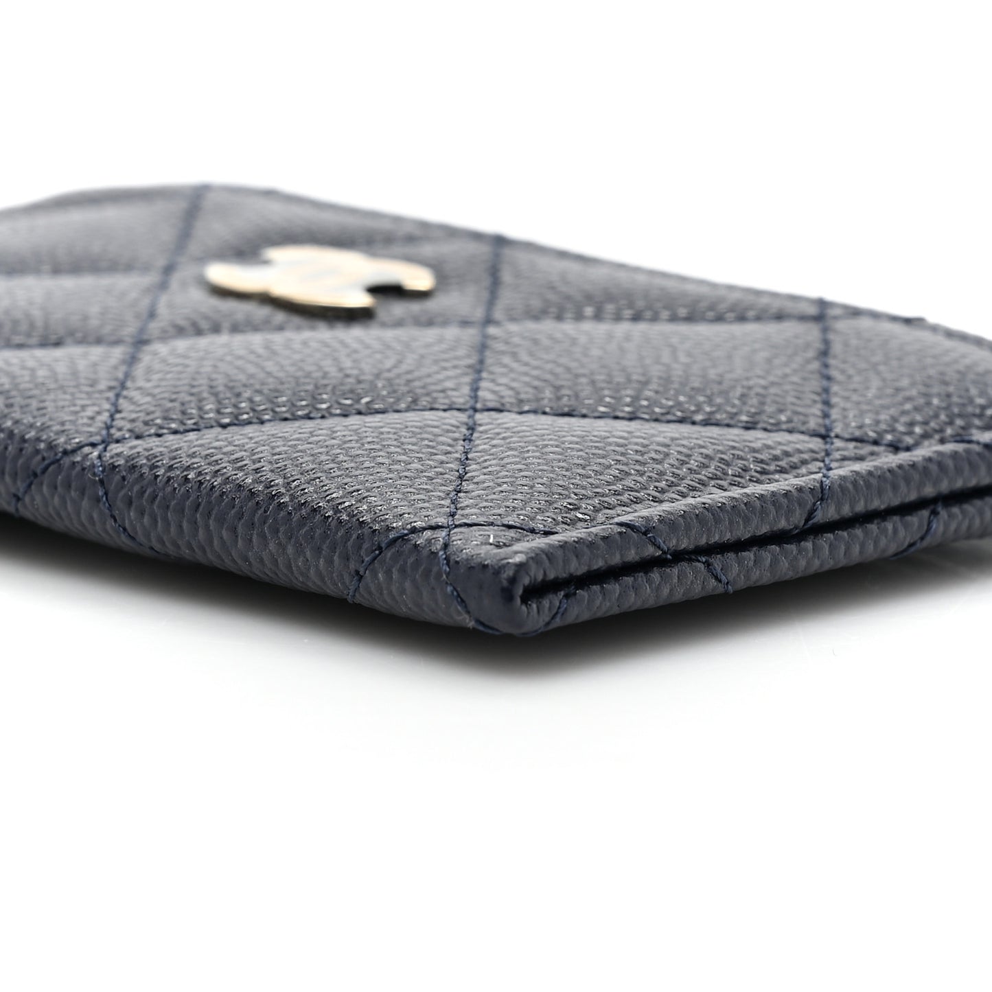 Caviar Quilted Card Holder Dark Blue